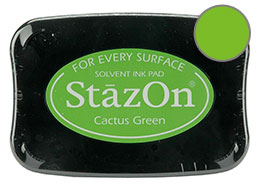 Buy a cactus green StazOn stamp pad, which features a permanent, quick-drying ink designed for non-porous surfaces.