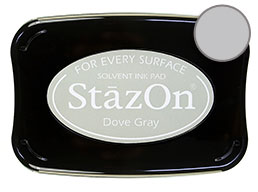 Buy a dove gray StazOn stamp pad, which features a permanent, quick-drying ink designed for non-porous surfaces.