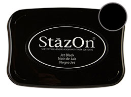 Buy a black StazOn stamp pad, which features a permanent, quick-drying ink designed for non-porous surfaces.