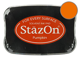 Buy a pumpkin StazOn stamp pad, which features a permanent, quick-drying ink designed for non-porous surfaces.