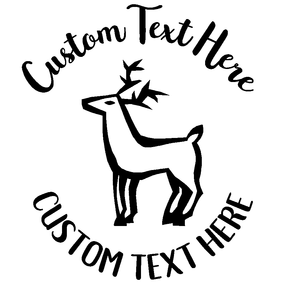 Customize this reindeer rubber stamp with a personalized message or special greeting.  Select from five different ink colors on this self-inking stamp!