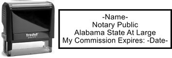 Customize and order a self-inking notary rubber stamp for the state of Alabama.  Meets all specifications and requirements for Alabama notary stamps.