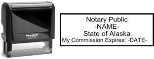 Customize and order a self-inking notary rubber stamp for the state of Alaska.  Meets all specifications and requirements for Alaska notary stamps.