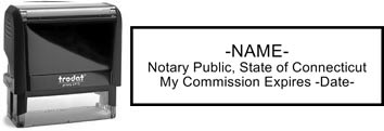 Customize and order a self-inking notary rubber stamp for the state of Connecticut.  Meets all specifications and requirements for Connecticut notary stamps.