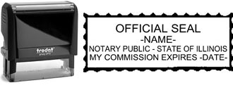Customize and order a self-inking notary rubber stamp for the state of Illinois.  Meets all specifications and requirements for Illinois notary stamps.