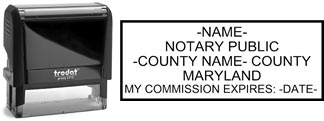Customize and order a self-inking notary rubber stamp for the state of Maryland.  Meets all specifications and requirements for Maryland notary stamps.