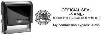 Customize and order a self-inking notary rubber stamp for the state of New Mexico.  Meets all specifications and requirements for New Mexico notary stamps.
