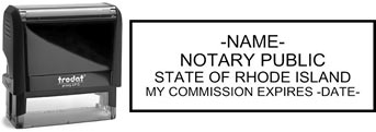 Customize and order a self-inking notary rubber stamp for the state of Rhode Island.  Meets all specifications and requirements for Rhode Island notary stamps.