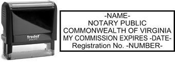 Customize and order a self-inking notary rubber stamp for the state of Virginia.  Meets all specifications and requirements for Virginia notary stamps.