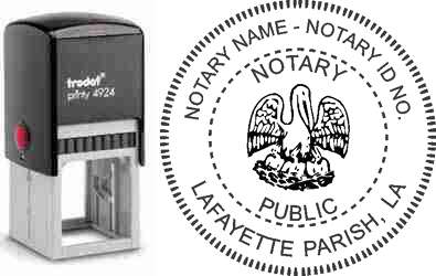 Customize and order a self-inking notary rubber stamp for the state of Louisiana.  Meets all specifications and requirements for Louisiana notary stamps. No minimums, fast turnaround, quality guaranteed.