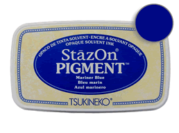 Buy a StazOn Pigment Mariner Blue Stamp pad designed for non-porous surfaces.