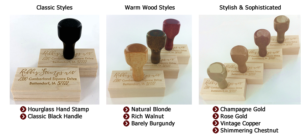 Personalized - Rubber/Ink Stamps with Hand-Carved Round Wooden