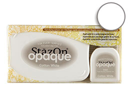 StazOn Permanent Ink Stamp Pad, 1-7/8 x 3, Opaque Cotton White (Kit with  Pad and Ink).
